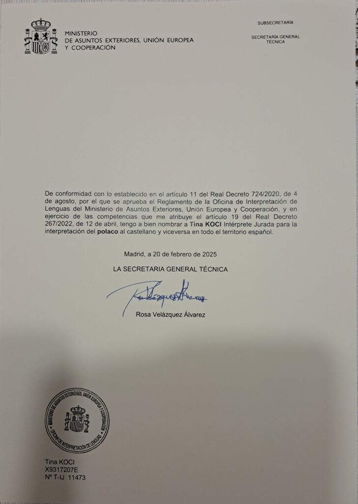 tłumacz przysięgły języka hiszpańskiego