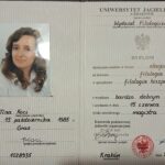 Dyplom ukończenia studiów magisterskich na UJ Tina KOci