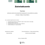Zaświadczenie muzeum Tina Koci