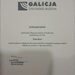 Zaświadczenie ze szkolenia w Muzeum Galicja